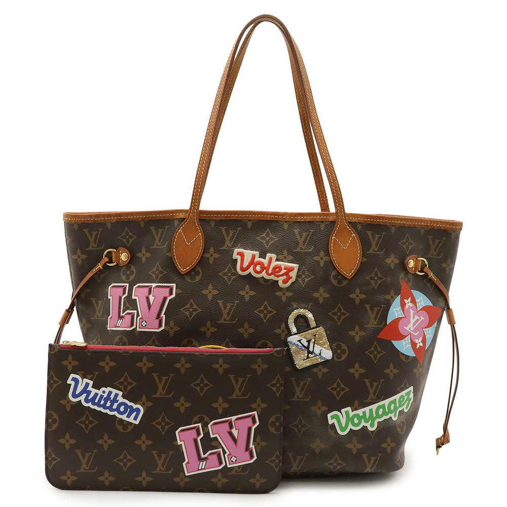 LOUIS VUITTON Monogram Patches Collection Neverfull Tote Bag Shoulder Pouch